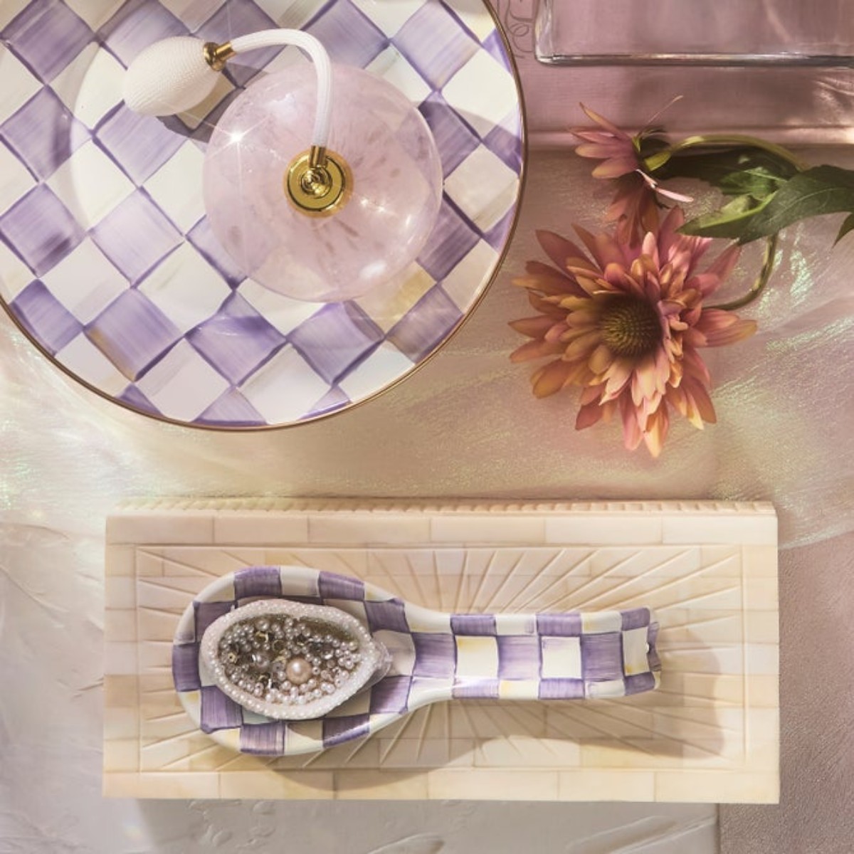 MacKenzie-Childs Spoon Rest, Violet Check