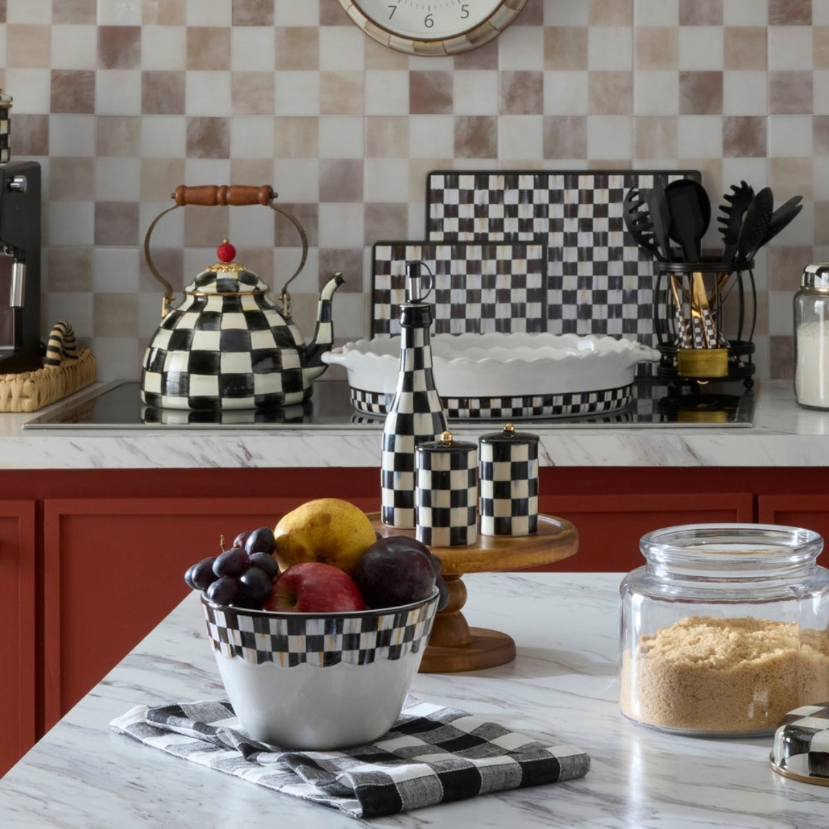 MacKenzie-Childs Farmhouse Oil Cruet, Courtly Check