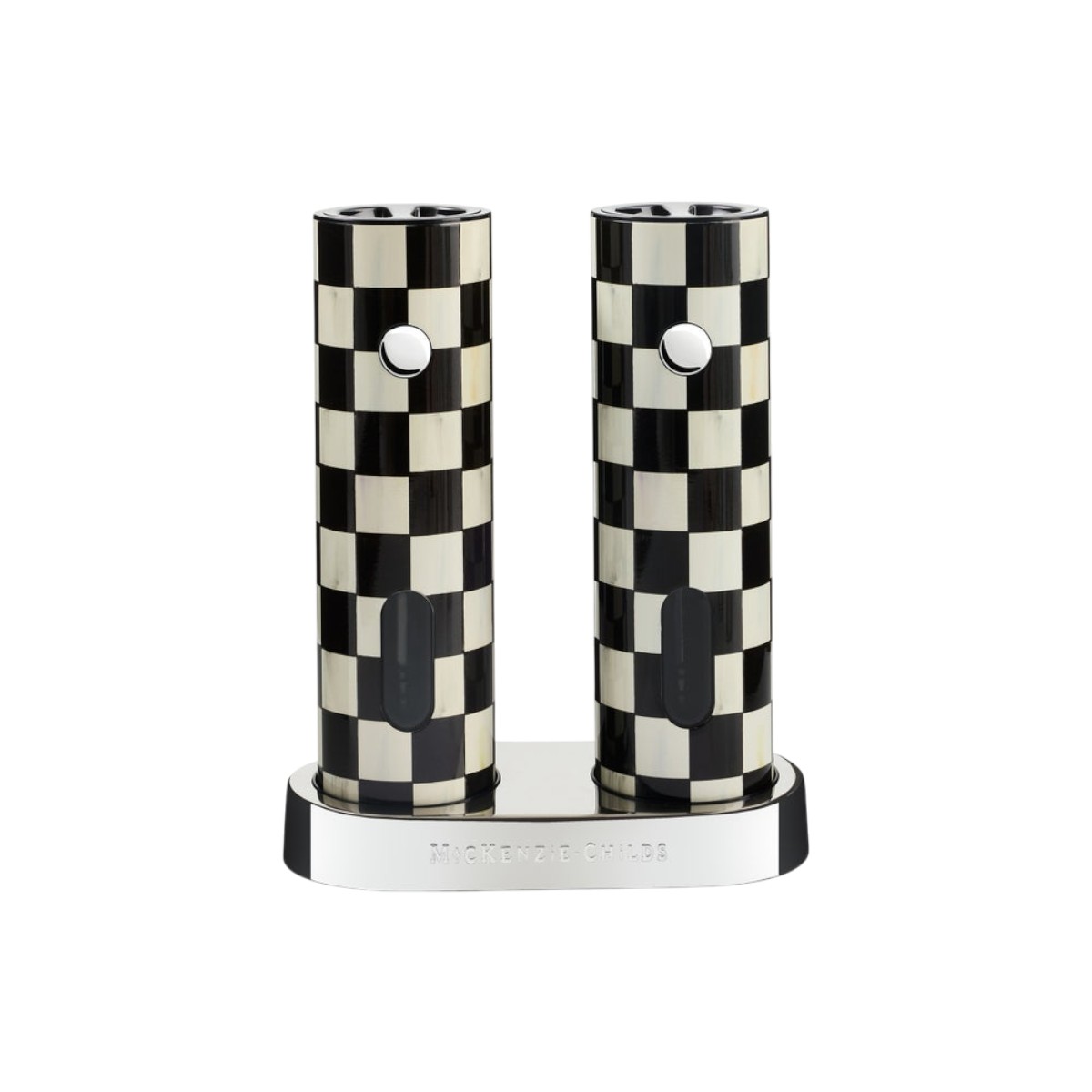 MacKenzie-Childs Electric Salt and Pepper Grinder Set, Courtly Check
