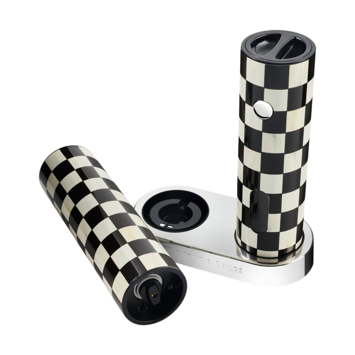 MacKenzie-Childs Electric Salt and Pepper Grinder Set, Courtly Check