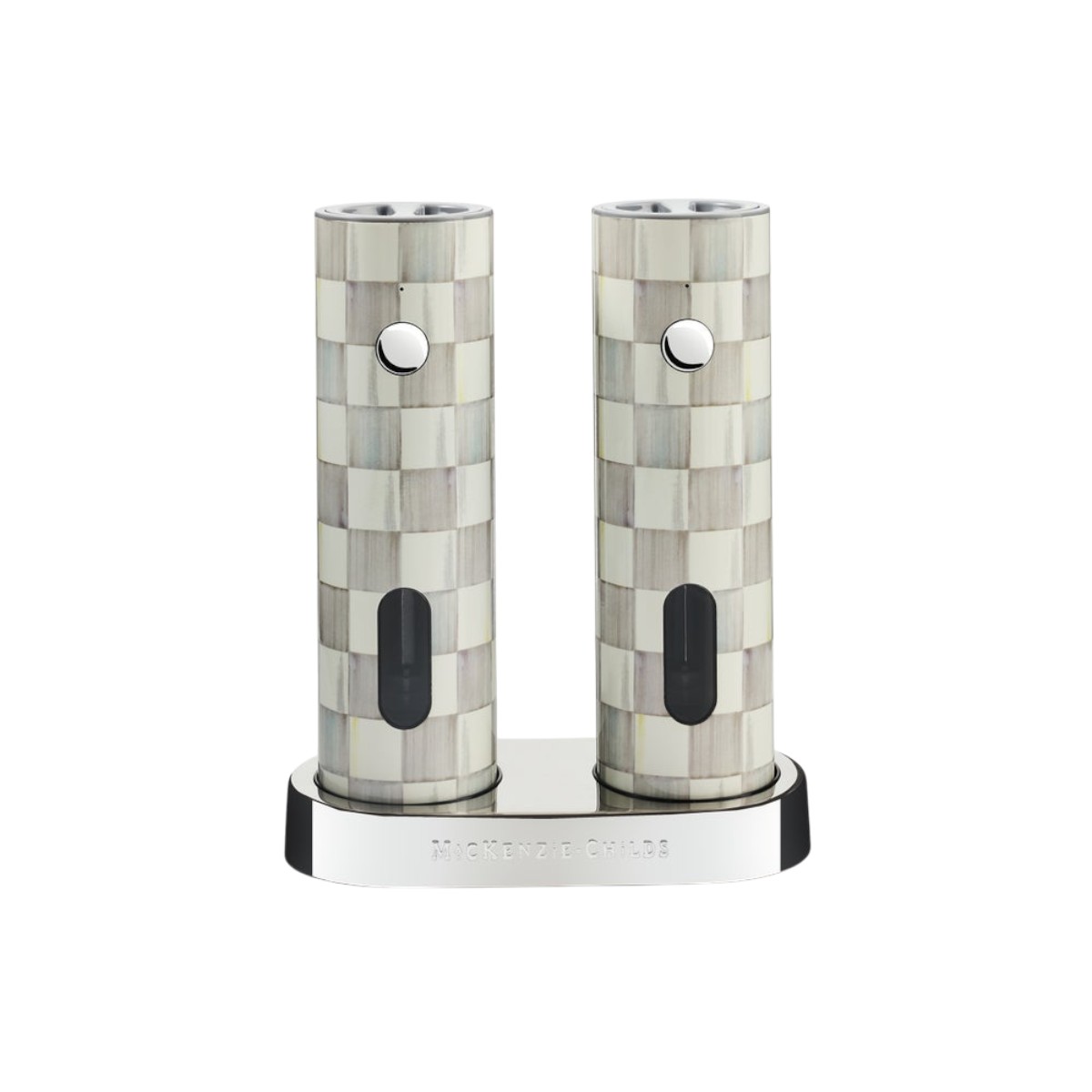 MacKenzie-Childs ELectric Salt and Pepper Grinder Set, Sterling Check