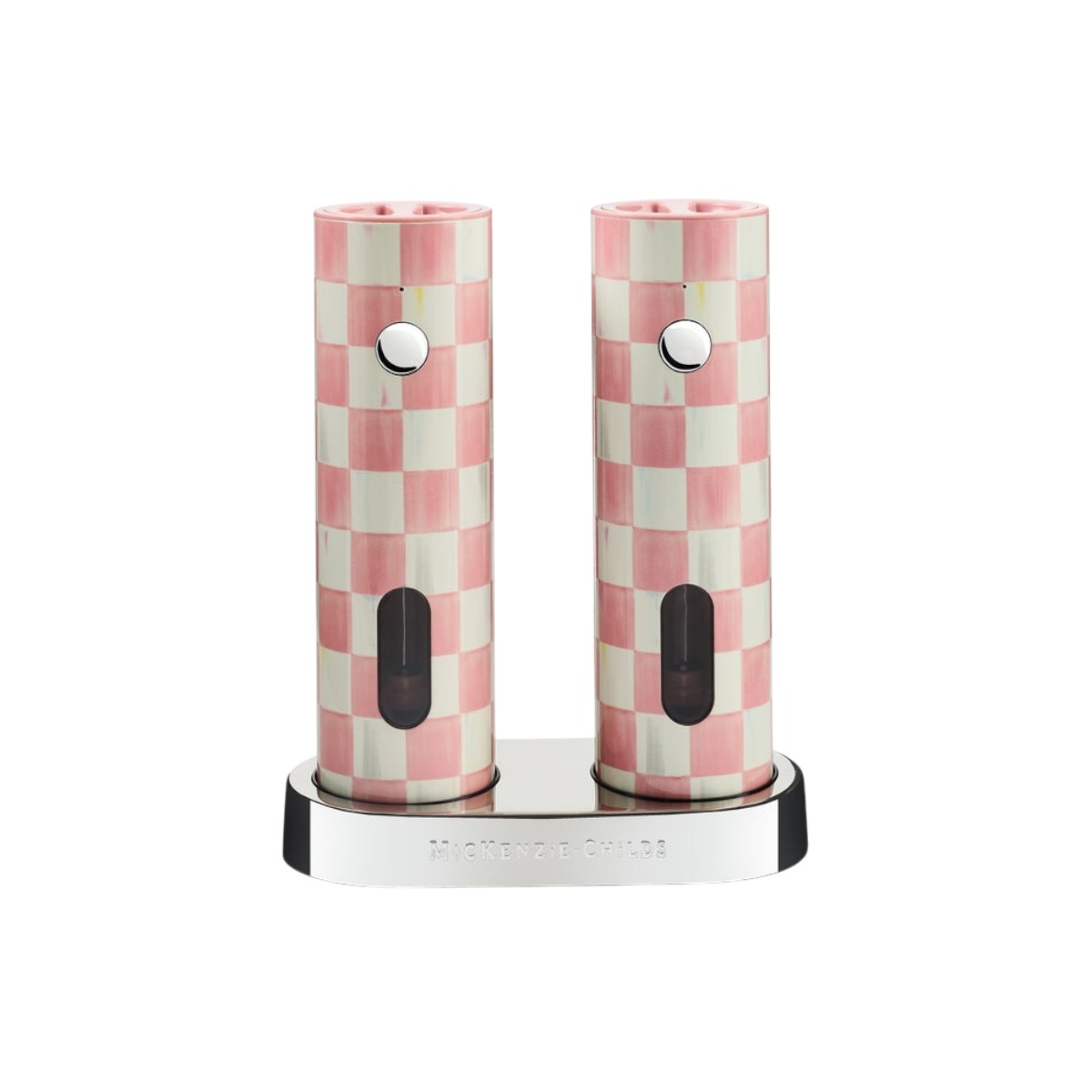 MacKenzie-Childs Electric Salt and Pepper Grinder Set, Rosy Check