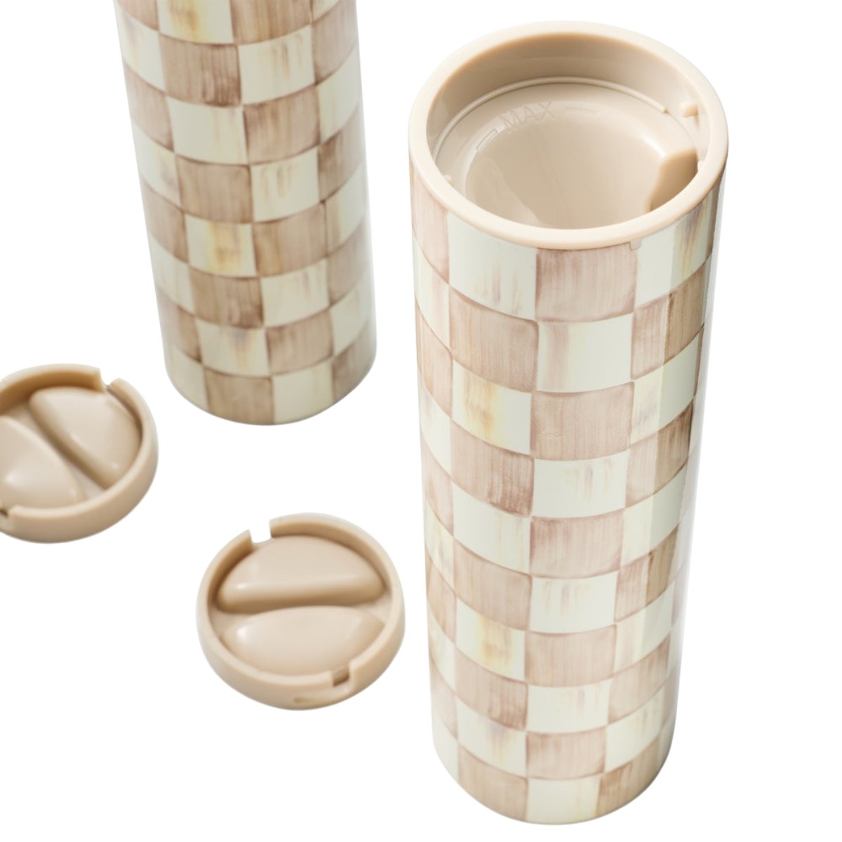 MacKenzie-Childs Electric Salt and Pepper Grinder Set, Mocha Check