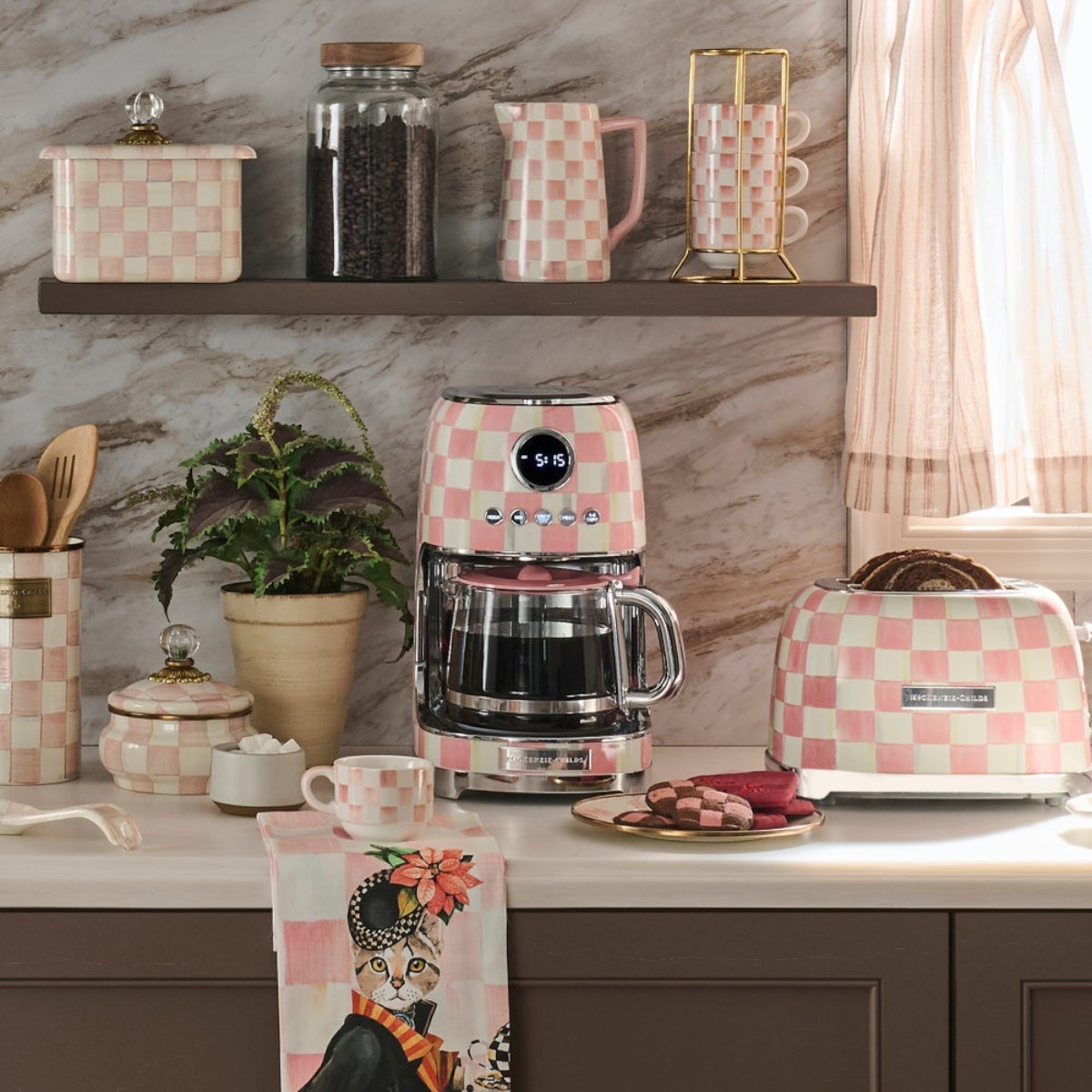 MacKenzie-Childs Drip Coffee Maker, Rosy Check