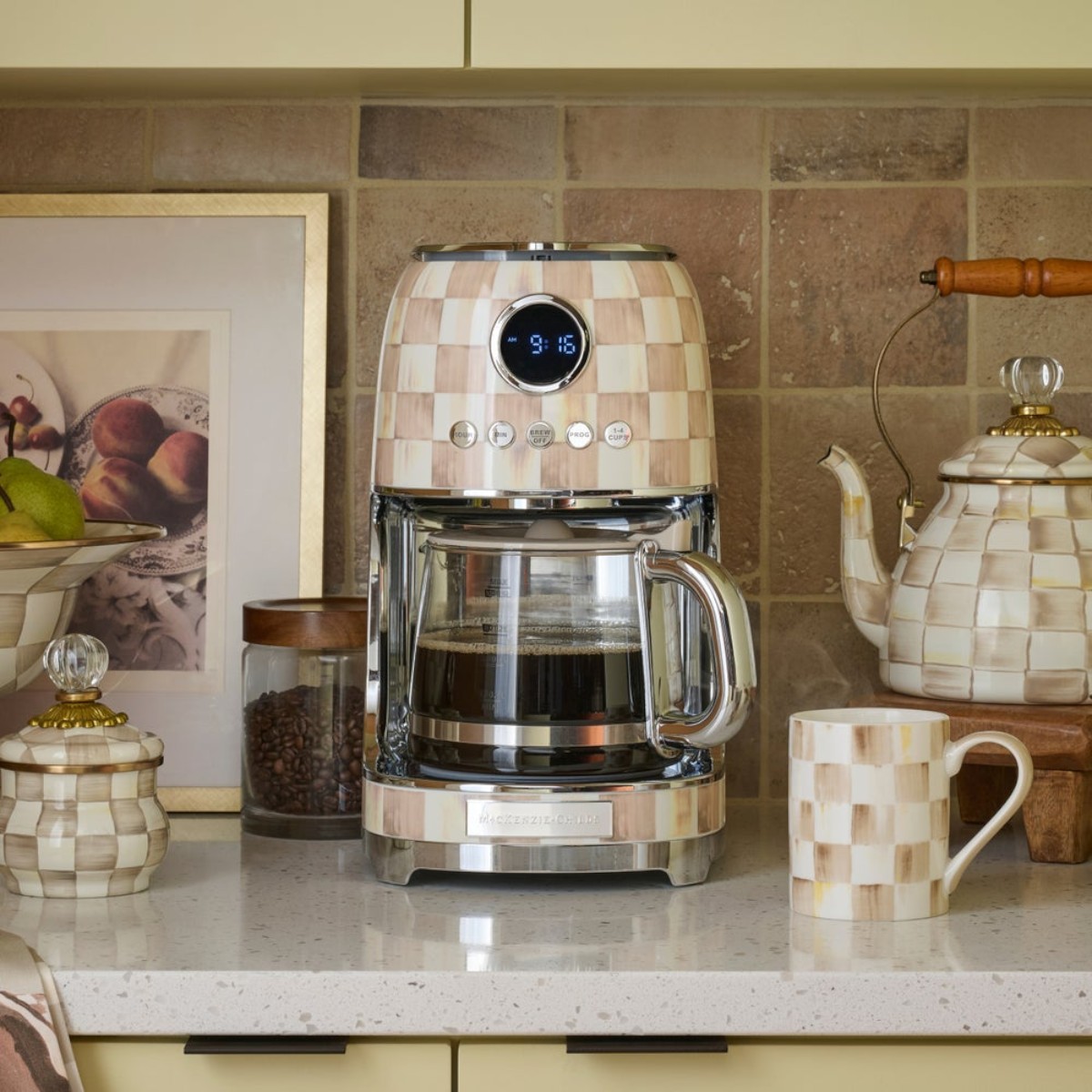 MacKenzie-Childs Drip Coffee Maker, Mocha Check