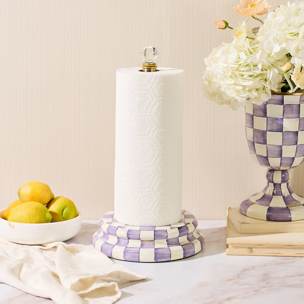 MacKenzie-Childs Paper Towel Holder, Violet Check