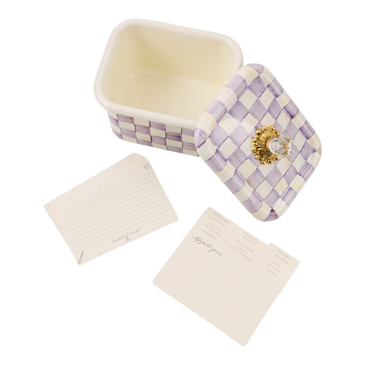 MacKenzie-Childs Recipe Box, Violet Check