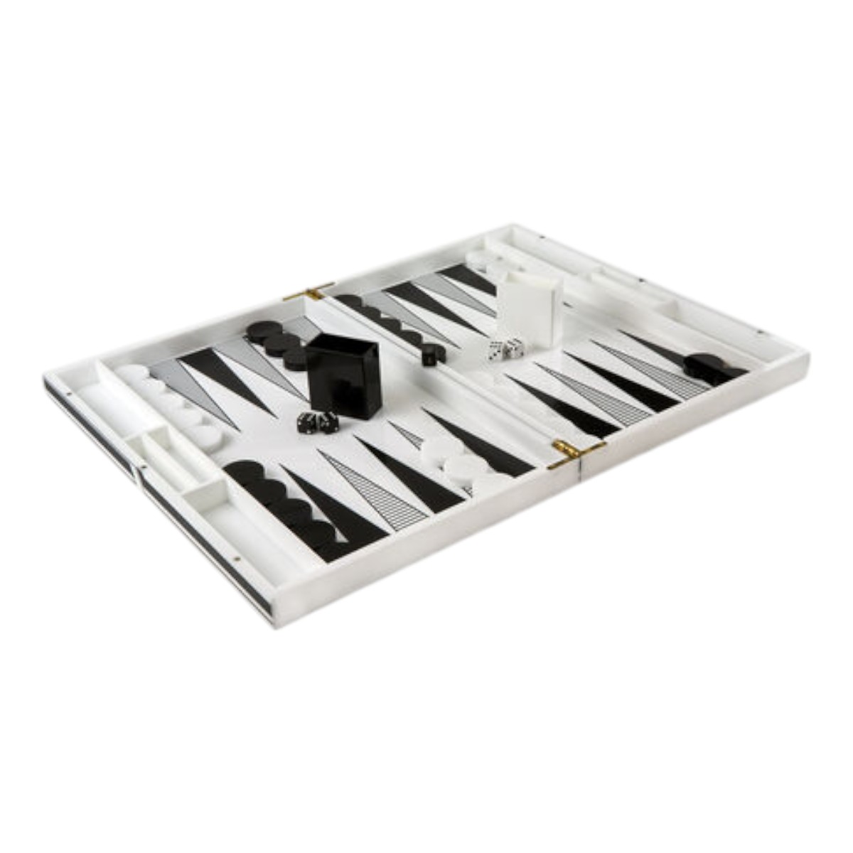 Tizo Acrylic Backgammon, White Grey Black Design