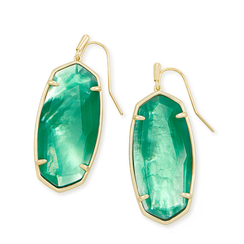 Kendra Scott Faceted Elle Gold Earrings in Jade Green Illusion