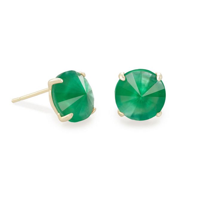 Kendra Scott Jolie Gold Stud Earrings in Jade Green Illusion