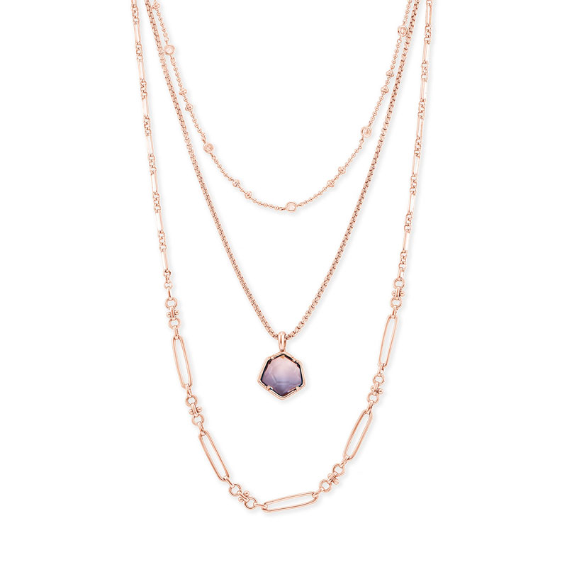 Kendra Scott Vanessa Rose Gold Multi Strand Necklace in Peach Ombre 4217704616 Borsheims