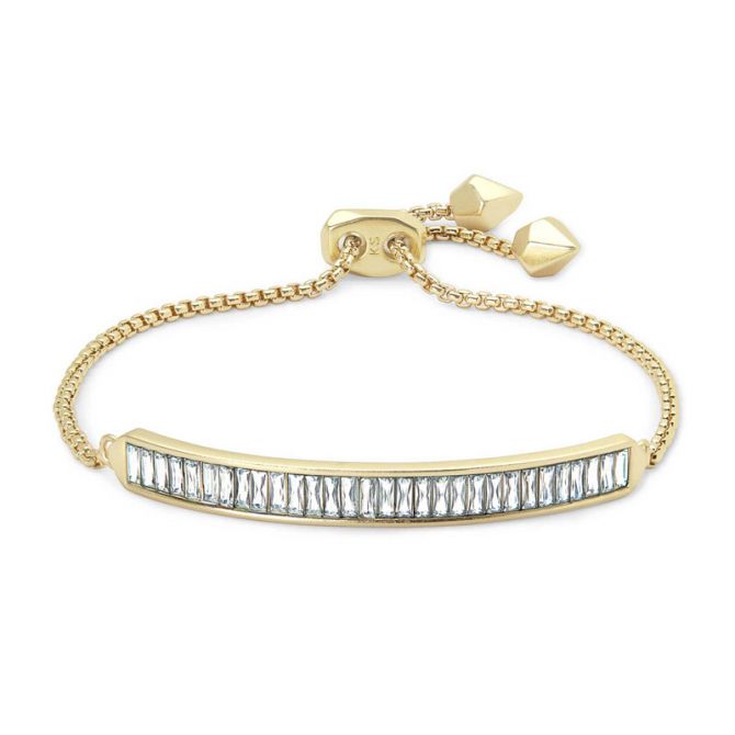 Kendra Scott Jack Adjustable Gold Chain Bracelet in Clear Crystal