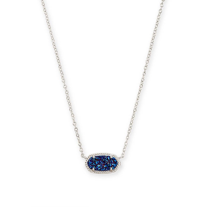 Kendra Scott Elisa Silver Necklace in Indigo Blue Drusy