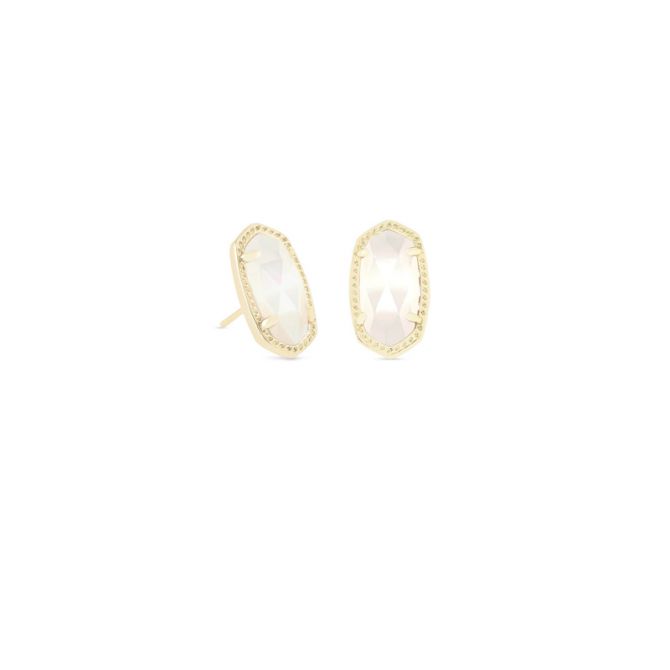 Kendra Scott Ellie Gold Tone Earrings in Ivory Mother of Pearl
