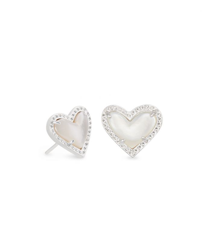 Kendra Scott Ari Heart Silver Tone Stud 