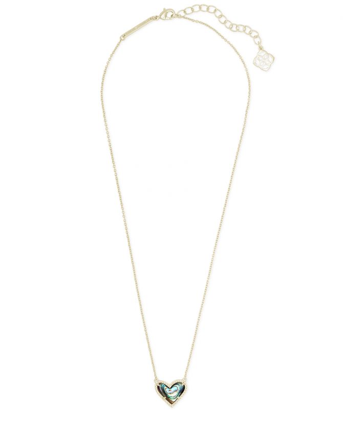 Kendra Scott Ari Gold Heart Pendant in Abaln Shell 4217704862
