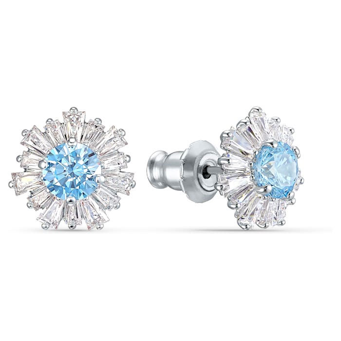 Swarovski Sunshine Stud Earrings, Blue/Silver