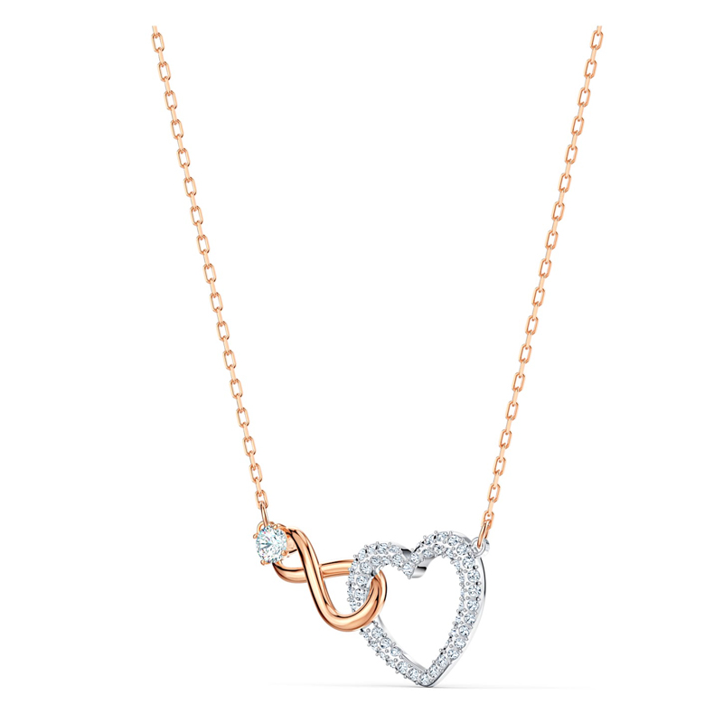 Swarovski Infinity Heart Necklace, White/Mixed Metal