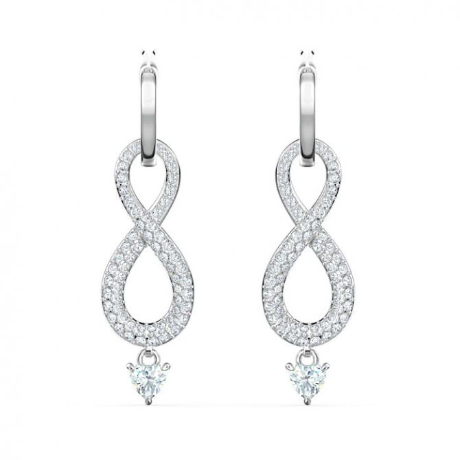 Swarovski Infinity Pierced Earrings, Silver Plated