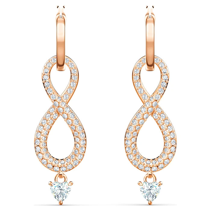 Swarovski Infinity Pierced Earrings, Rose Gold Tone