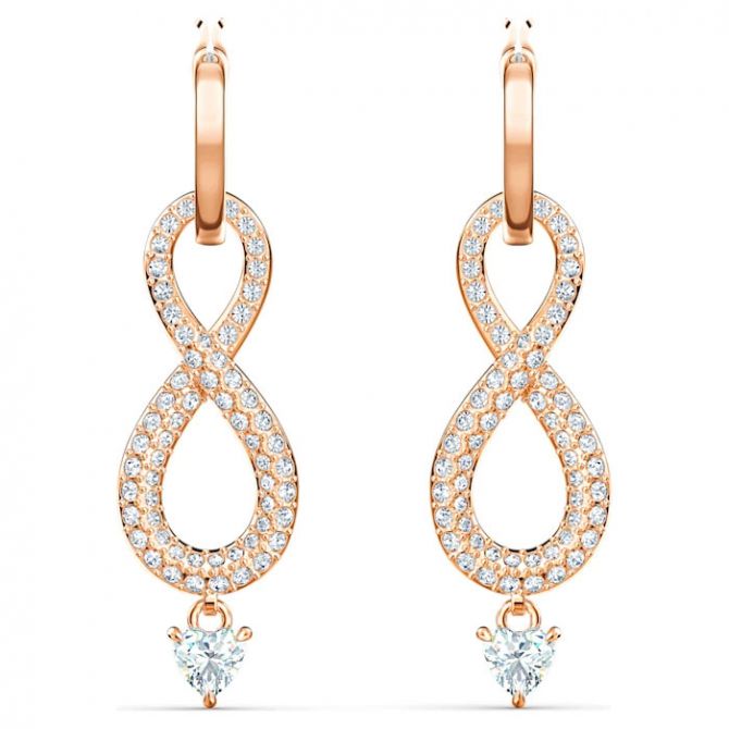 Swarovski Infinity Pierced Earrings, Rose Gold Tone