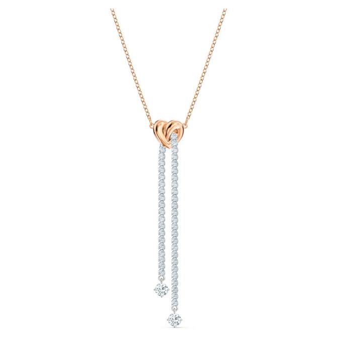 Swarovski Lifelong Heart Lariat Y Necklace, White/Mixed Metal