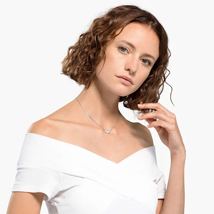 Swarovski Attract Soul Necklace, White and Silver Plated
