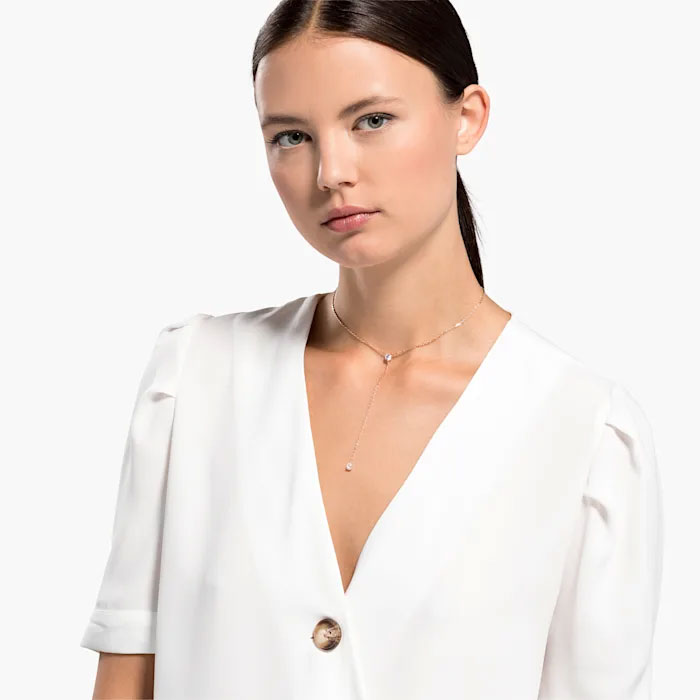 Swarovski Attract Soul Lariat Y Necklace, Rose Gold Tone