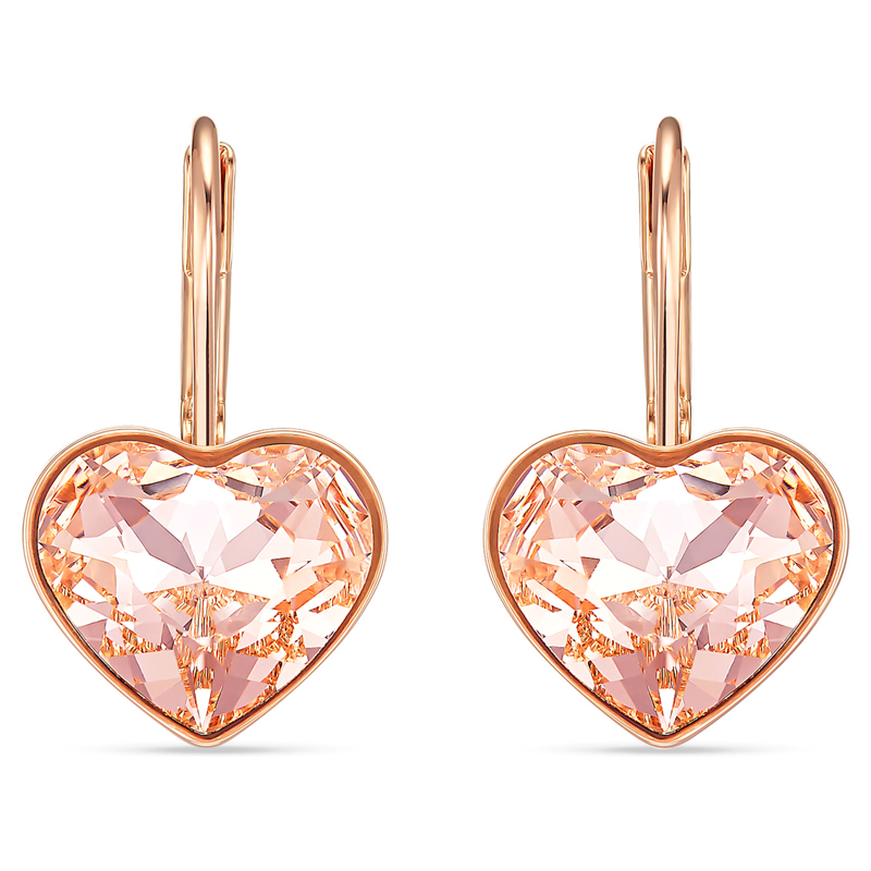Swarovski Bella Heart Pierced Earrings, Pink, Rose Gold Tone Plated