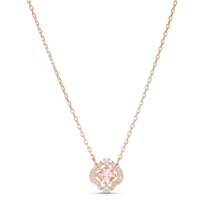 Swarovski Sparkling Dance Necklace, Pink and Rose Gold