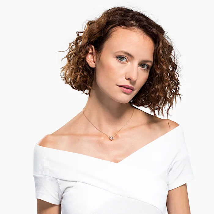 Swarovski Sparkling Dance Necklace, Pink and Rose Gold