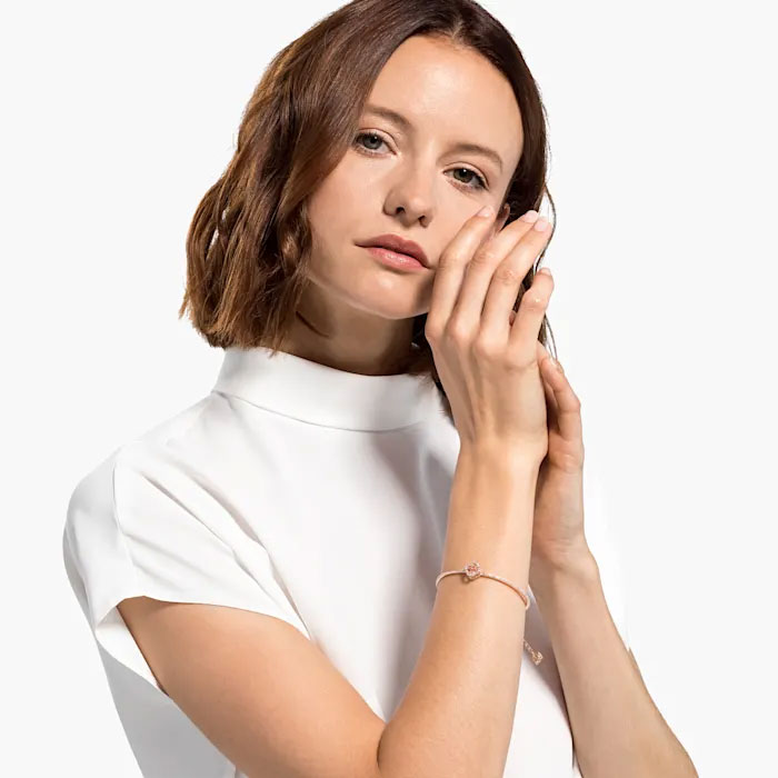 Swarovski Sparkling Dance Bangle, Pink and Rose Gold Tone