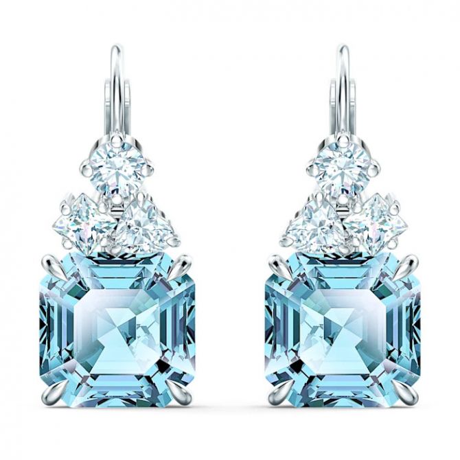 Swarovski Sparkling Pierced Earrings, Aqua