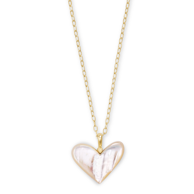 Kendra Scott Poppy Gold Long Pendant Necklace in Ivory Mother of Pearl ...