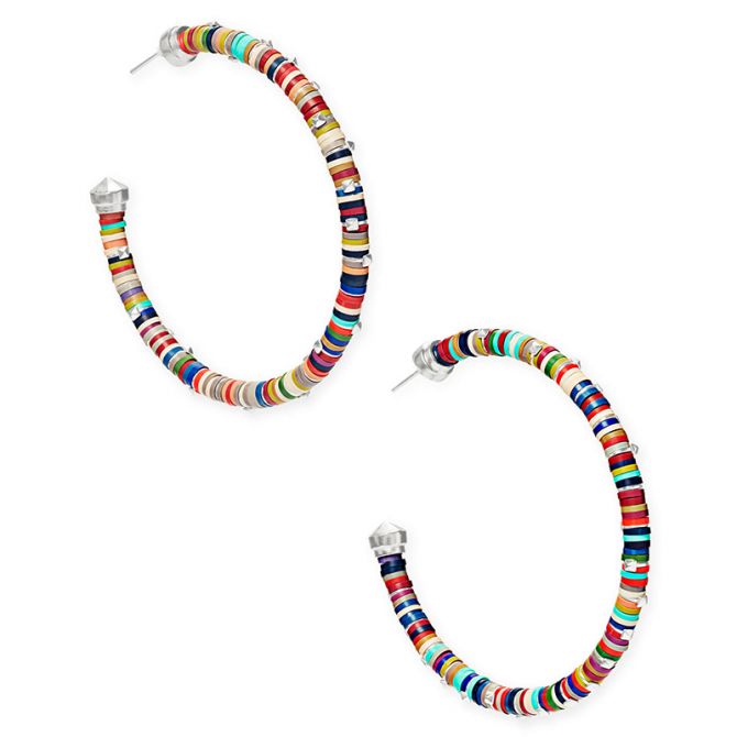 Kendra Scott Bright Silver Reece Hoop Earrings, Neutral Mix