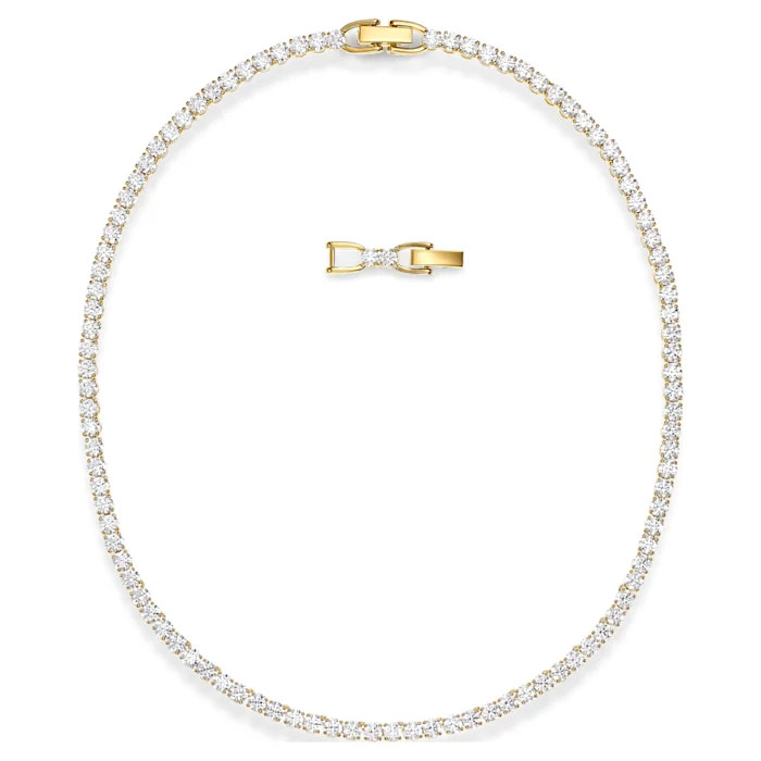Swarovski White Tennis Deluxe Necklace, Gold Tone