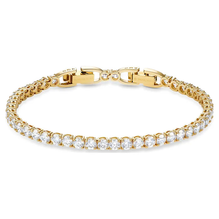 Swarovski White Tennis Deluxe Bracelet, Gold Tone