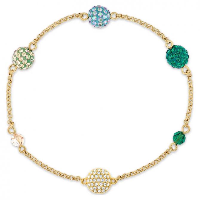 Swarovski Green Remix Collection Pop Strand, Gold Tone