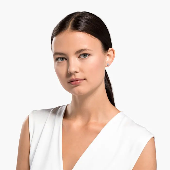 Swarovski So Cool Stud Pierced Earrings, Silver Tone