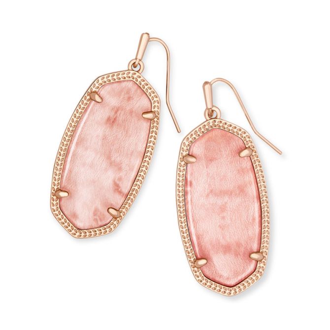 Kendra Scott Elle Rose Gold Drop Earrings, Blush Wood