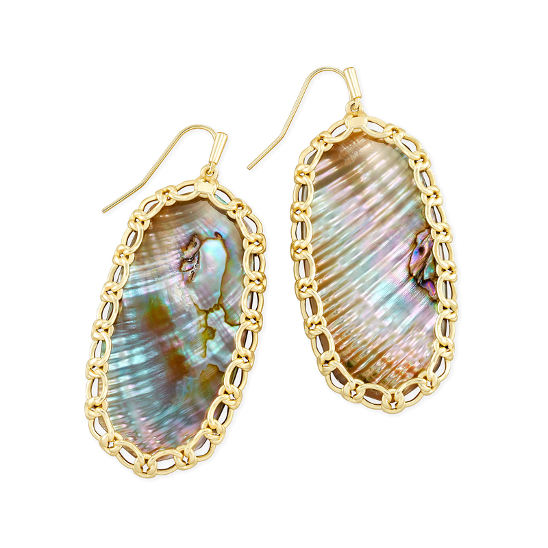 Kendra Scott Macrame Danielle Gold Statement Earrings in Nude Abalone 4217705482 Borsheims