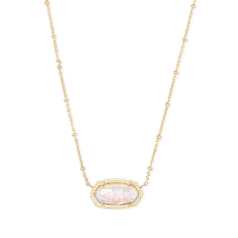 Kendra Scott Elisa Gold Satellite Pendant Necklace, White Kyocera Opal Illusion