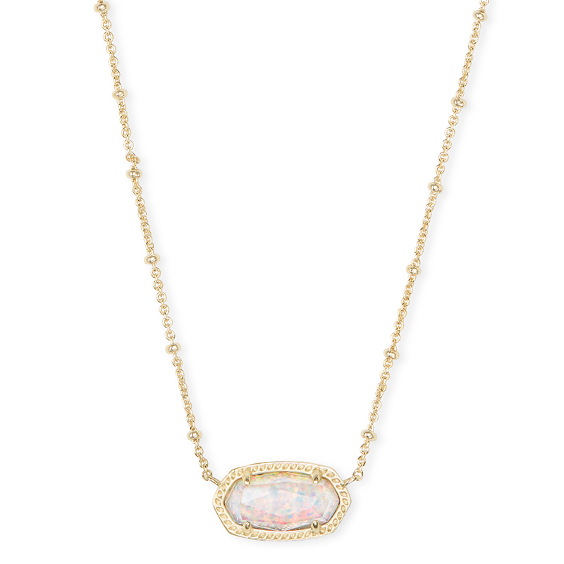 Kendra Scott Elisa Gold Satellite Pendant Necklace, White Kyocera Opal Illusion