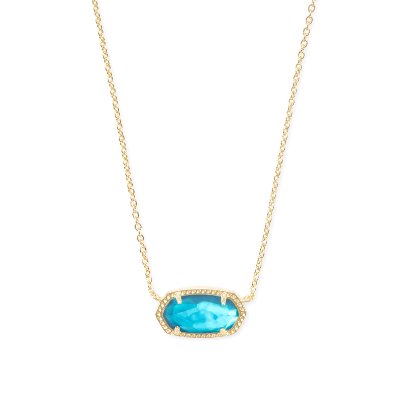 Kendra Scott Elisa Gold Short Pendant Necklace, Aqua Illusion ...