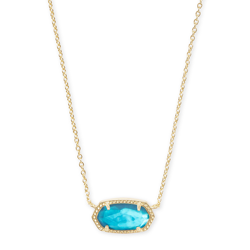 Kendra Scott Elisa Gold Short Pendant Necklace, Aqua Illusion