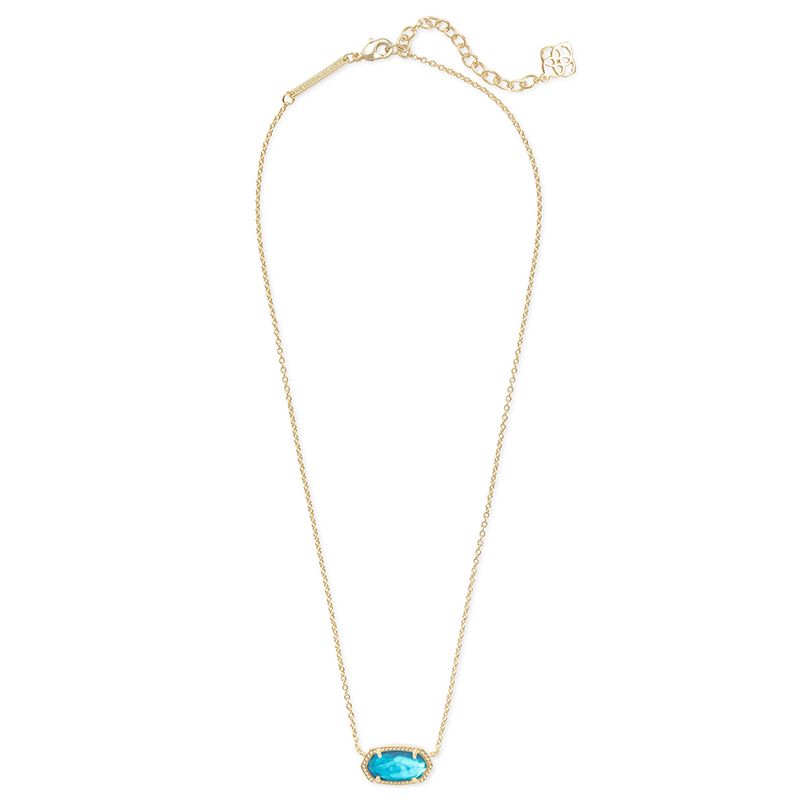 Kendra Scott Elisa Gold Short Pendant Necklace, Aqua Illusion