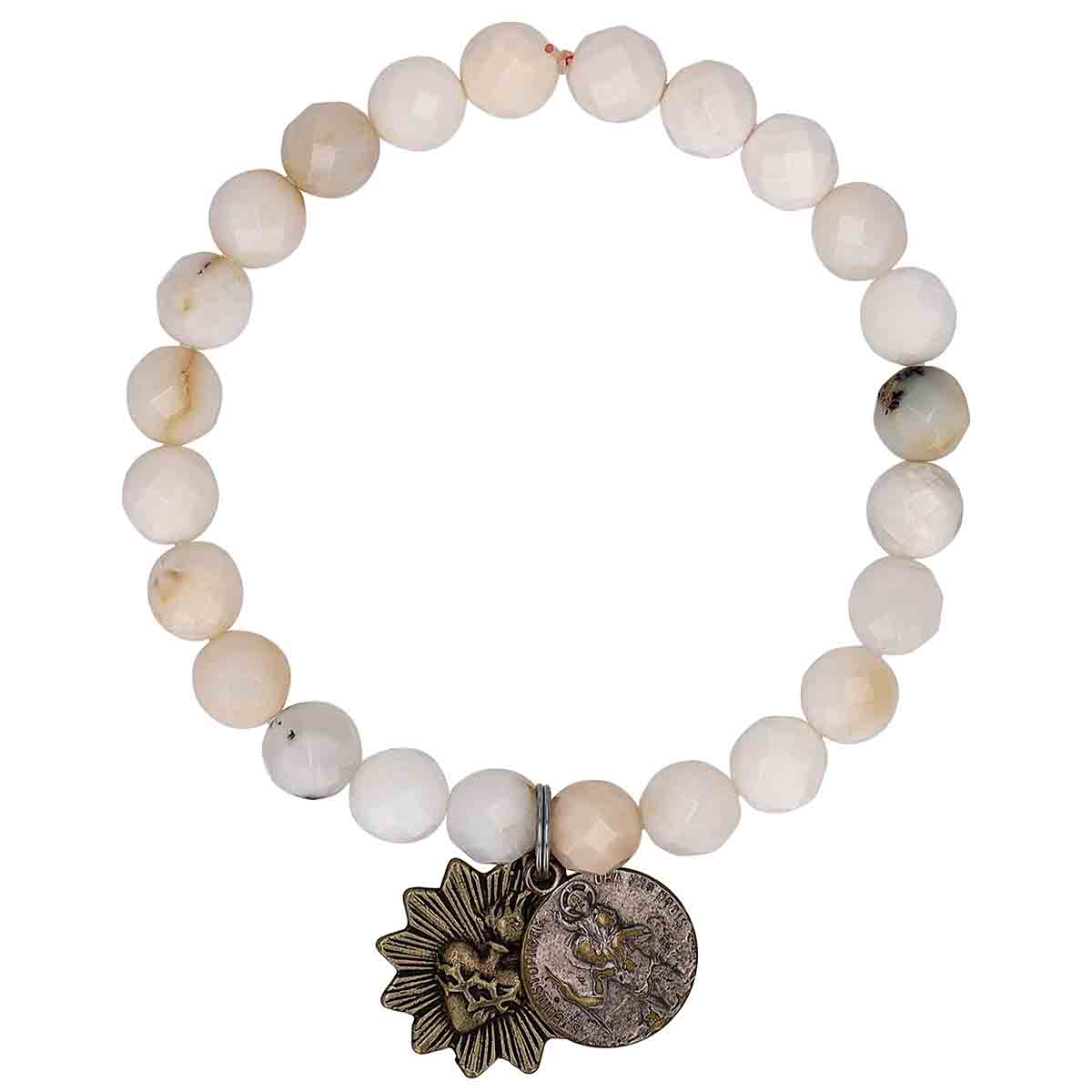 Miracle Icons by Mary Jo Pane Faceted White Opal Bracelet, 8mm