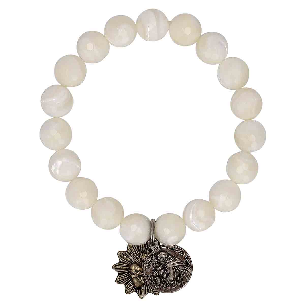 Miracle Icons by Mary Jo Pane Faceted Mother of Pearl Bracelet, 10mm