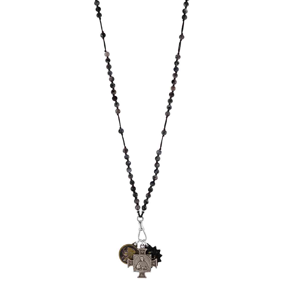 Miracle Icons by Mary Jo Pane Matte Labradorite Rosary Necklace