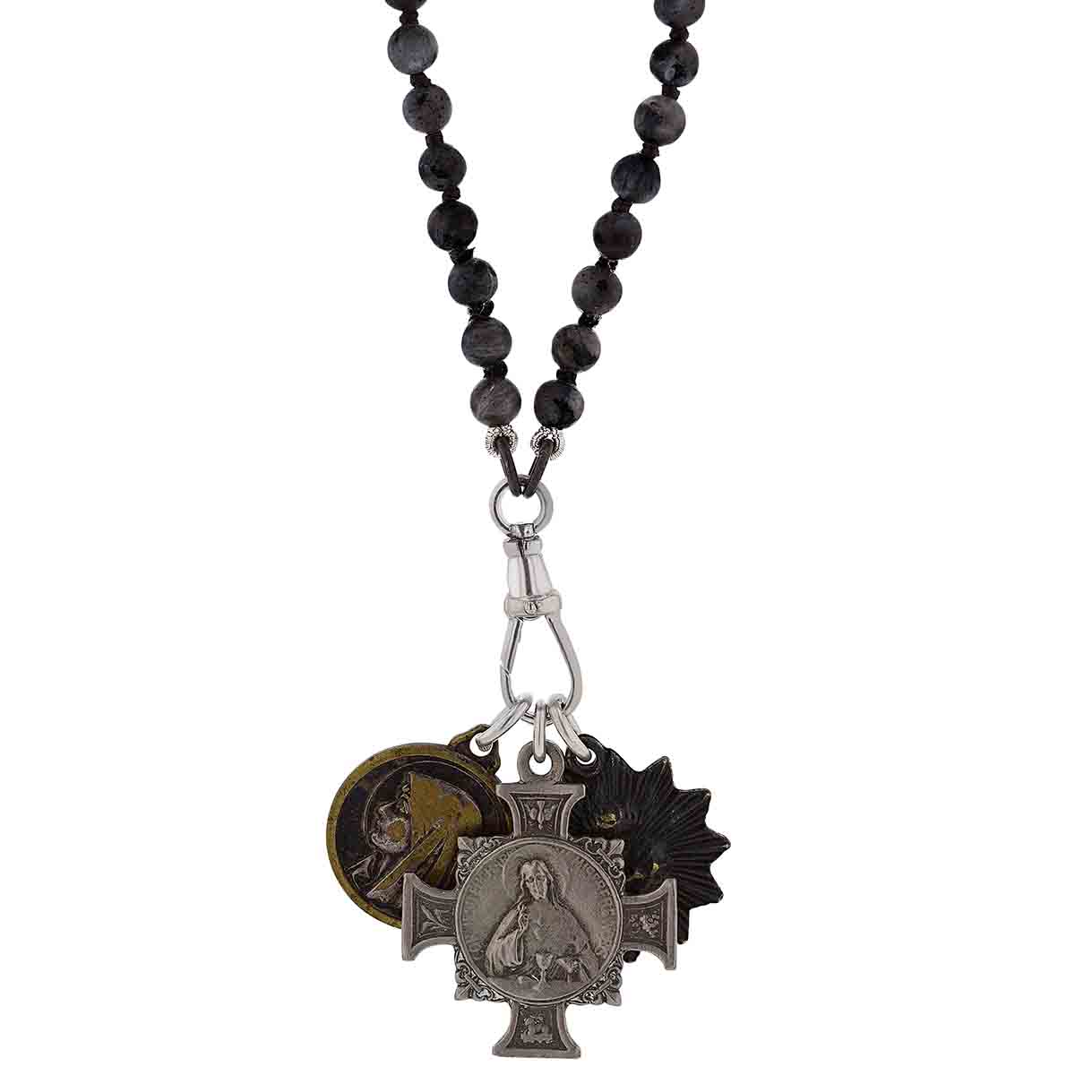 Miracle Icons by Mary Jo Pane Matte Labradorite Rosary Necklace